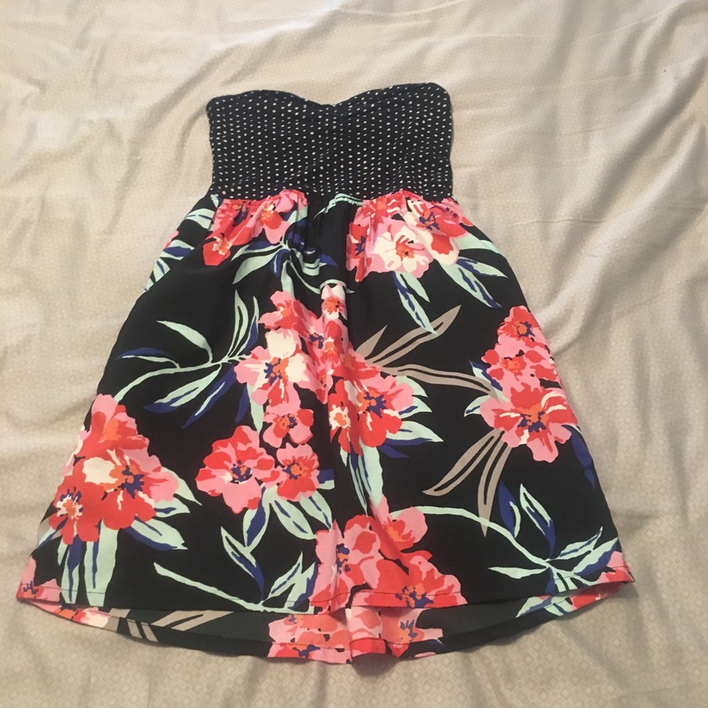 Roxy Strapless Dress polka dot/floral